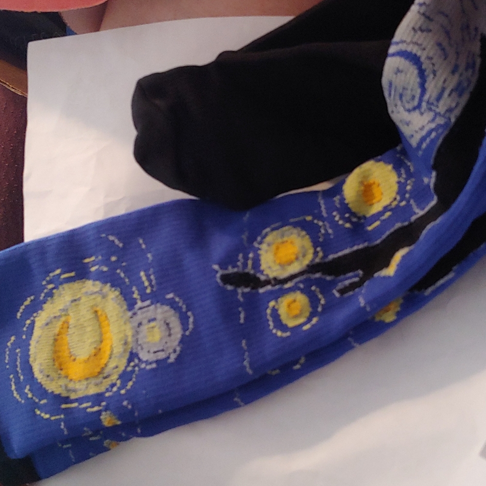 Compression socks Starry Night blue black yellow gray art painting